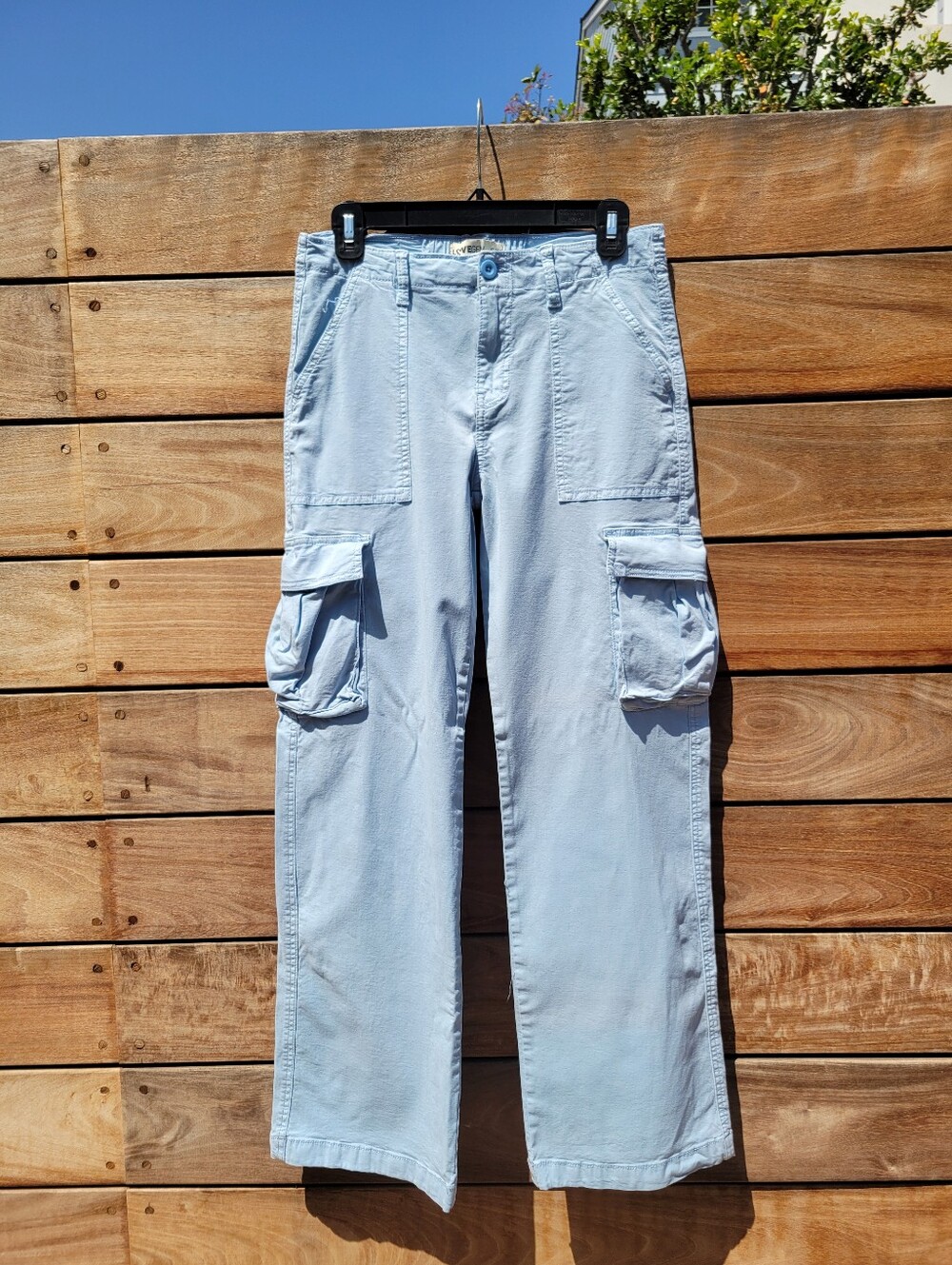 Lovegen Light Blue Chambray Cargo Summer‎ Pants Lightweight Jeans Size 28
